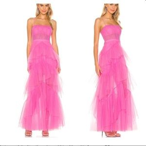 Bcbg corset tulle gown Eve in flamingo pink